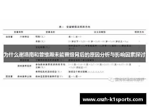 为什么谢浩南和曾维瀚未能晋级背后的原因分析与影响因素探讨